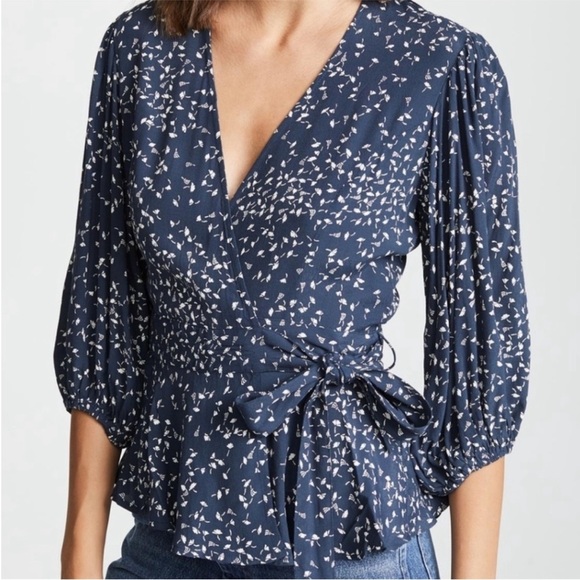 Ganni Tops - Ganni Bara Crepe Wrap Blouse